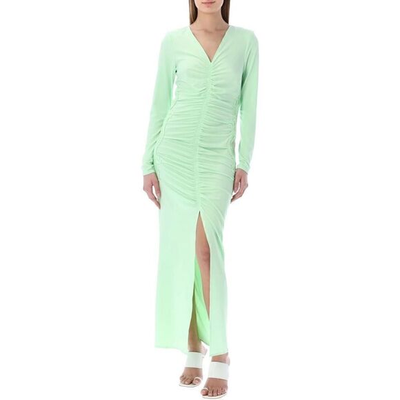 Self-Portrait Jersey Gathered Midi Dress in Spearmint - Picture 1 of 10